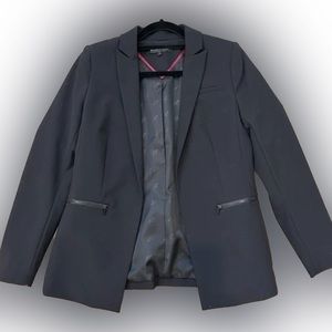 Willow & Thread Open Black Blazer Zip Pockets Lined Reitmans Suit Jacket Size 12